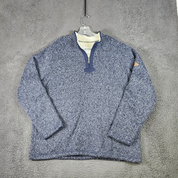 Orvis Brighton Quarter 1/4 Zip Sherpa Lined Sweater Pullover Blue Men's‎ XL - Picture 1 of 8